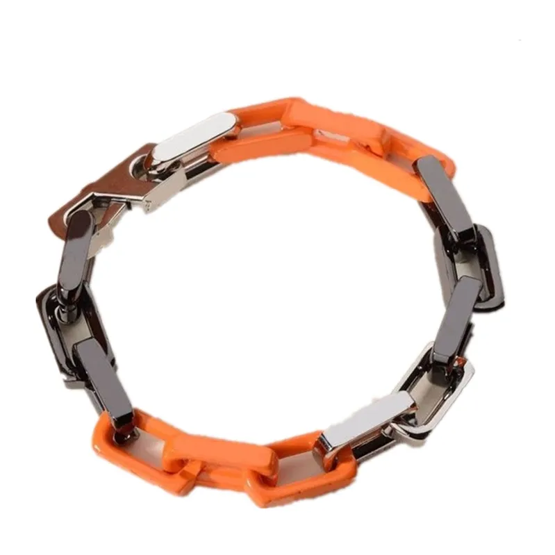 Love Fashion Heart Armband Link Chain Designer för män Kvinnliga smycken rostfritt stål orange svart rmenschains halsband gåvor