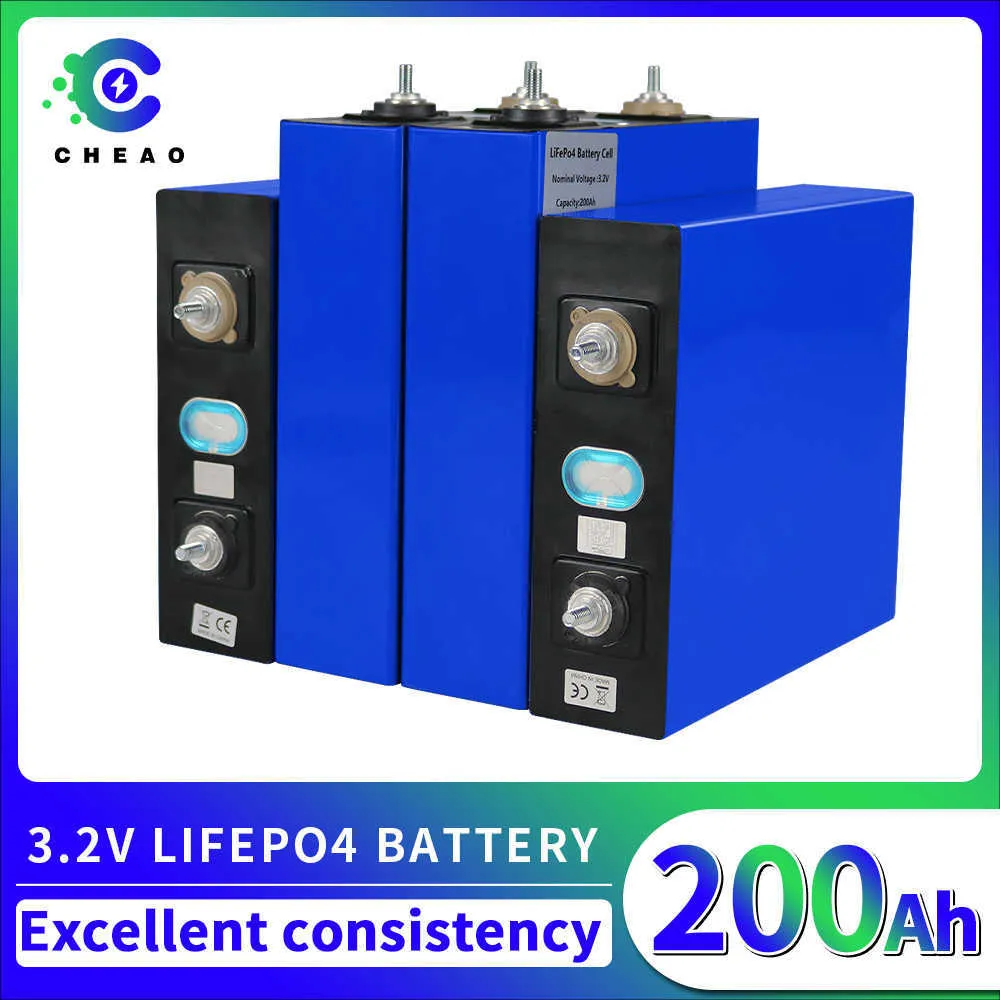 Grad A 3.2V LifePo4 200AH Battery DIY 12V 24V uppladdningsbart batteripaket för RV House Energy Storage System Golf Cart Boat Cell