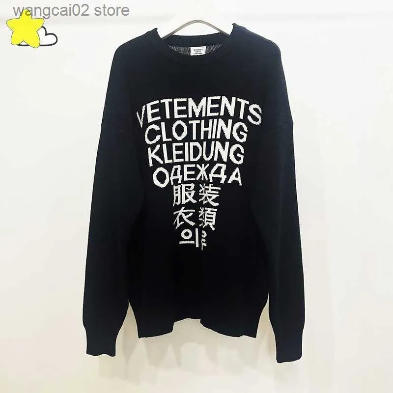 Herren Hoodies Sweatshirts Vetements Strickpullover Männer Frauen Hohe Qualität Brief Jacquard O-Ausschnitt Oversize Schwarz VTM Pullover Sweatshirts T230602