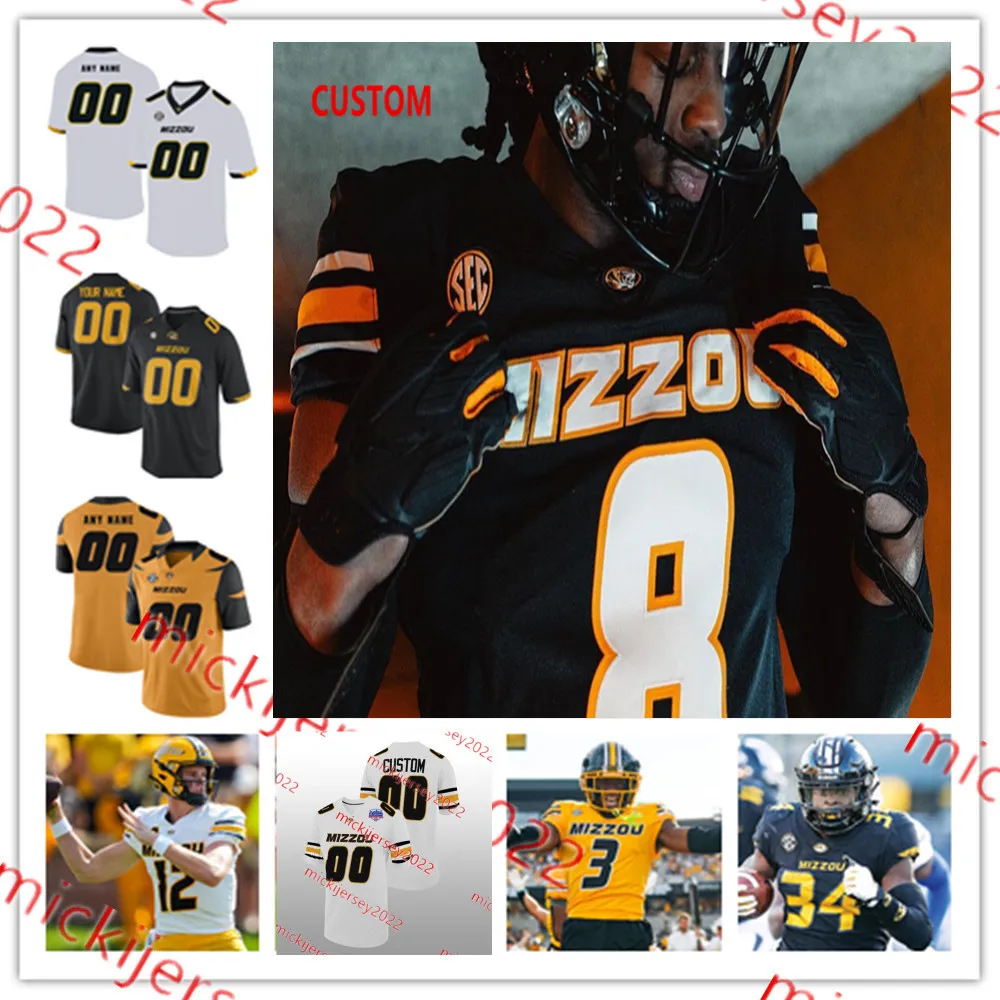 Tavorus Jones Isaac Thompson Missouri Tigers Football Jersey Travion Ford EJ Ndoma-Ogar JaMarion Wayne Dreyden Norwood Missouri 2023 Black Jerseys Custom Mens