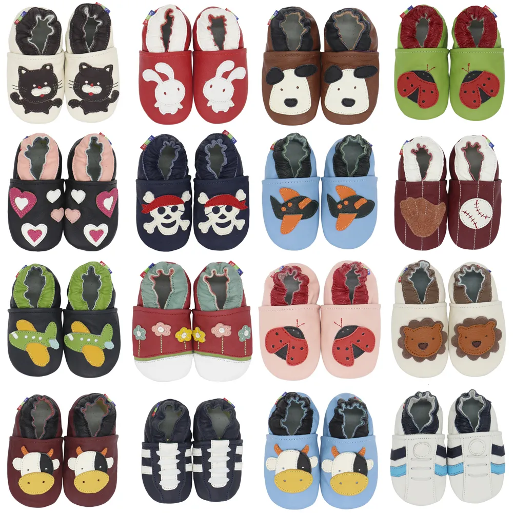 Första vandrare mjuka läderskor baby pojke flicka spädbarn sko tofflor 0-6 månader till 7-8 år stil första vandrare läder skidsäkra barnskor 230601