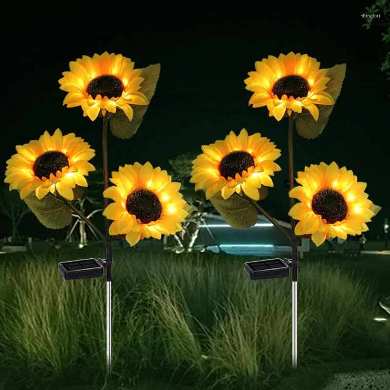 Garden Decorations Sunflower Solar Lights Outdoor Decor With LEDs Yellow Flower Light Decorative Waterproof For Patio Lawn Pathway