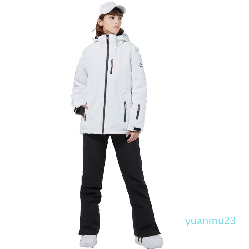 Diğer Sporting Malzemeleri Saf Beyaz Kayak Ceketleri Strap Pant 's Kar Aıyısı Giyim Snowboard Takım Setleri Kız için Su Geçirmez Rüzgar Geçirmez Kış Kostümü