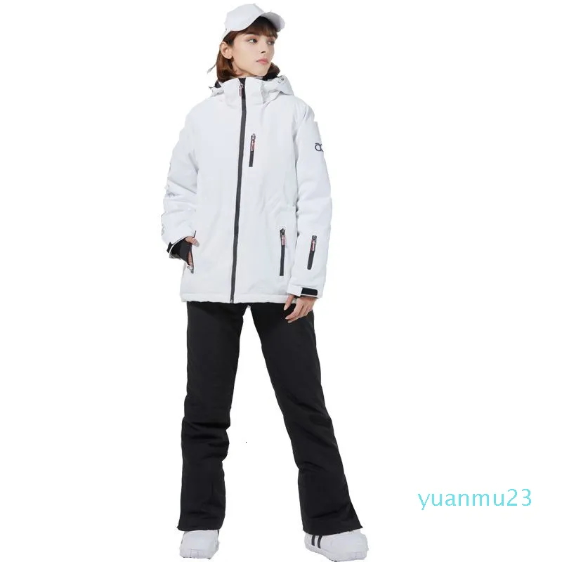 Autres articles de sport Vestes de ski blanc pur Strap Pant's Snow Wear Vêtements Costume de snowboard Ensembles Costume d'hiver coupe-vent imperméable pour fille