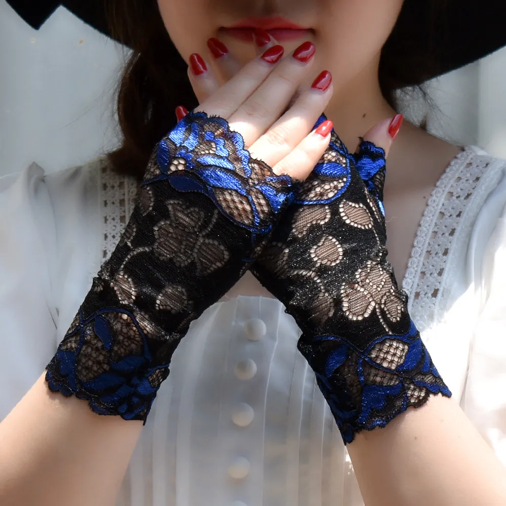 Fashion Sunscreen Fingerless Lace Gloves For Woman RIDE Dance Performance Gloves