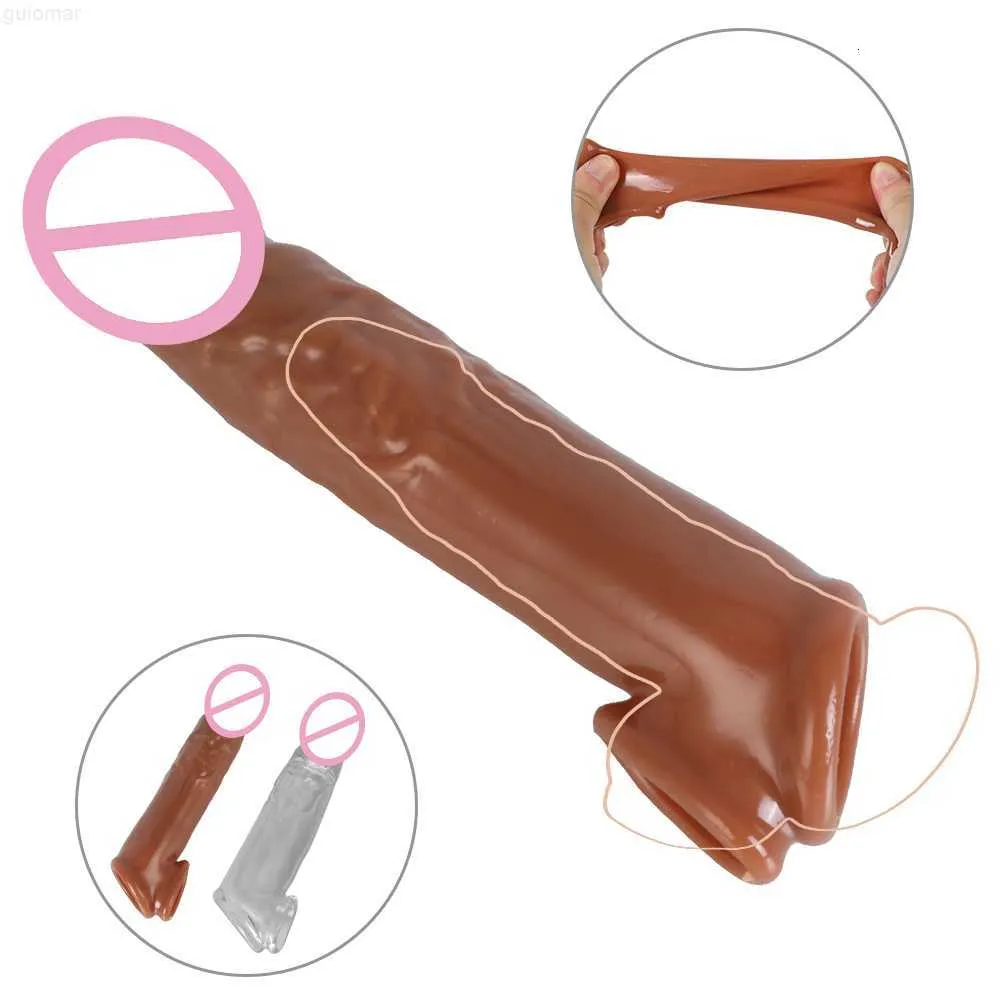 Sex Toy Massager 18cm penis utvidgning Kuk Toys för män Kvinnor Dildos ärm Anal Plug -fördröjning Utlösning Vuxna Erotiska produkter