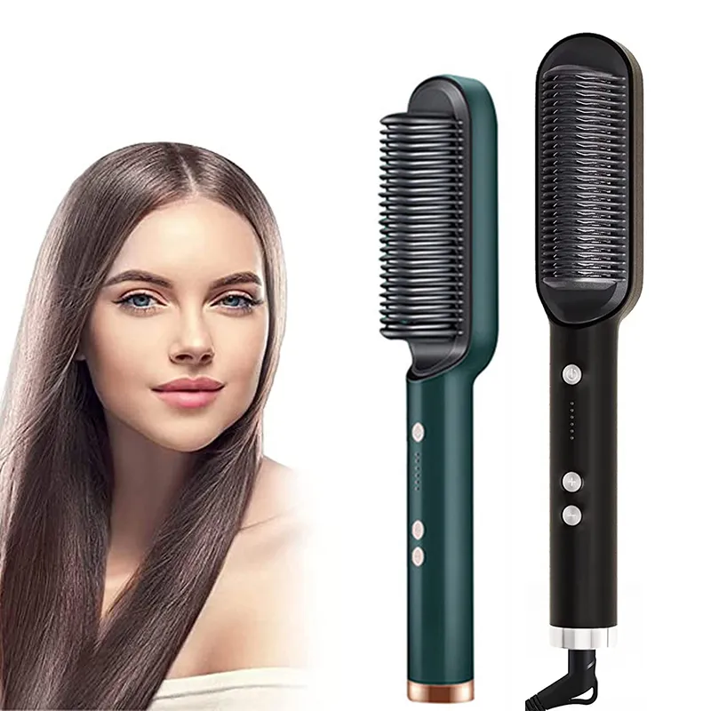 Curling Irons Multifuncional Pente de Cabelo Escova Alisador de Barba Alisamento Elétrico Seco Molhado Modeladores Ferramenta de Estilo 230602