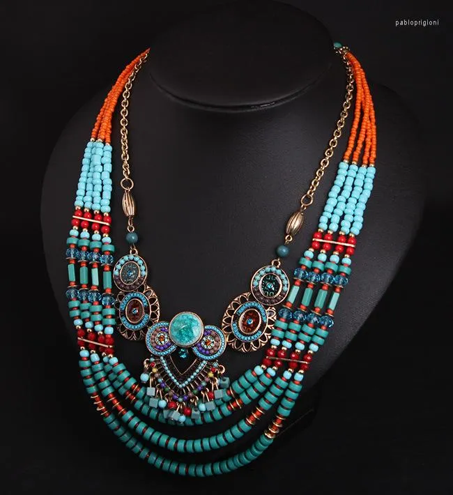 Chains Ethnic Exaggerated Decorative Necklace Accessories Beaded Multi-layer Bohemian Sweater Chain Jewelry_voghion.com