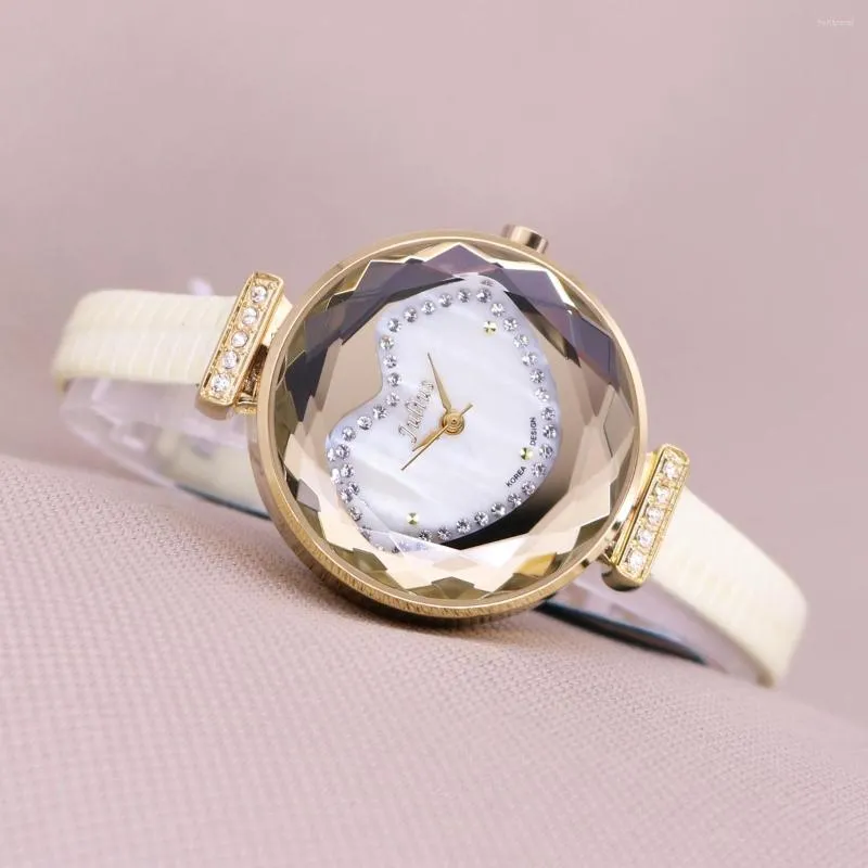 Montres-bracelets Ancien Type Acier Gratuit Starp Julius Nacre Coeur Dame Montre Femme Mode Heures Fille Anniversaire Cadeau No Box