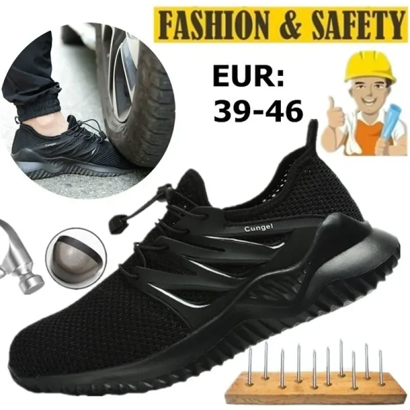 Sapato de designer moda masculina biqueira de aço sapatos de segurança de fibra kevlar respirável antiesmagamento antiperfuração sapatos de trabalho para homens