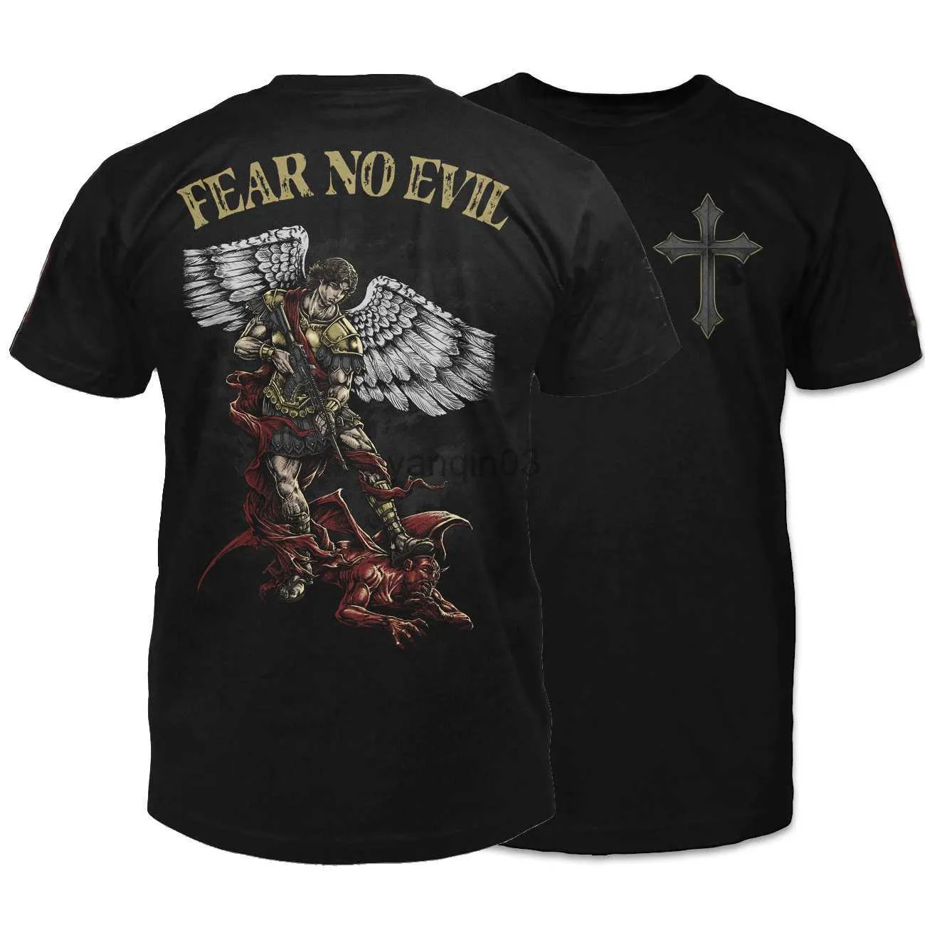 T-shirt da uomo San Michele Arcangelo è pronto per la battaglia. Maglietta Fear No Evil. Maglietta da uomo O-Collo a maniche corte in cotone premium New S-3XL J230602