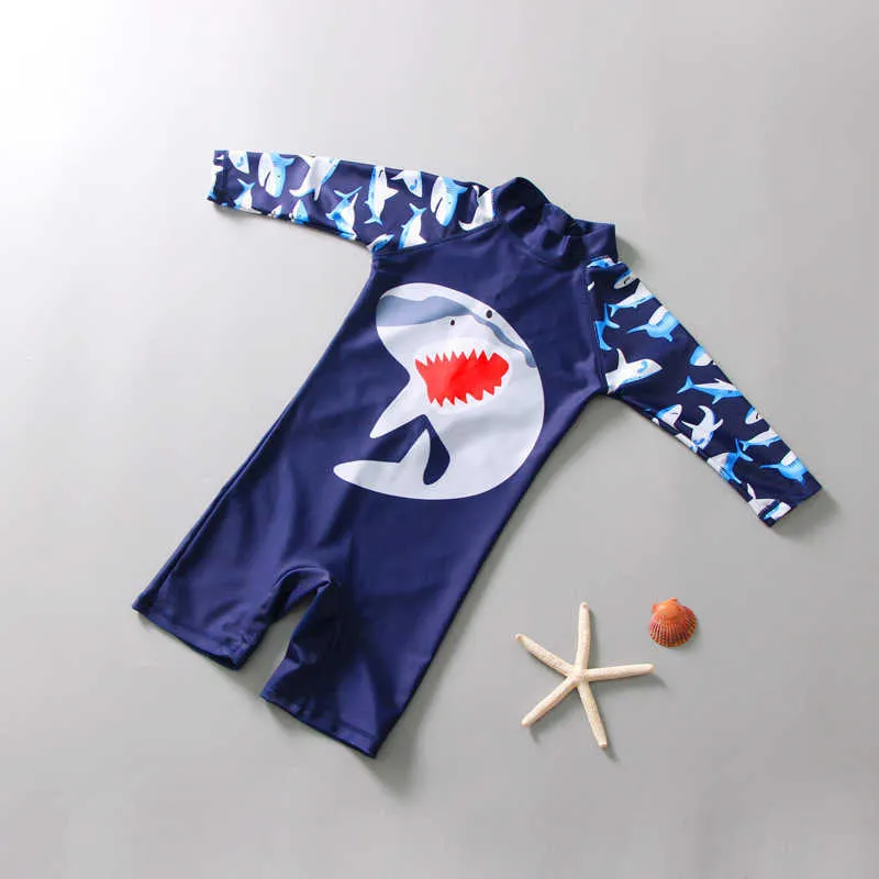 Купальные костюмы Shark Suncreen Boys Girls One Piece Baby Swimsuit Маленький и средний детский серфинг -костюм быстро сушка P230602