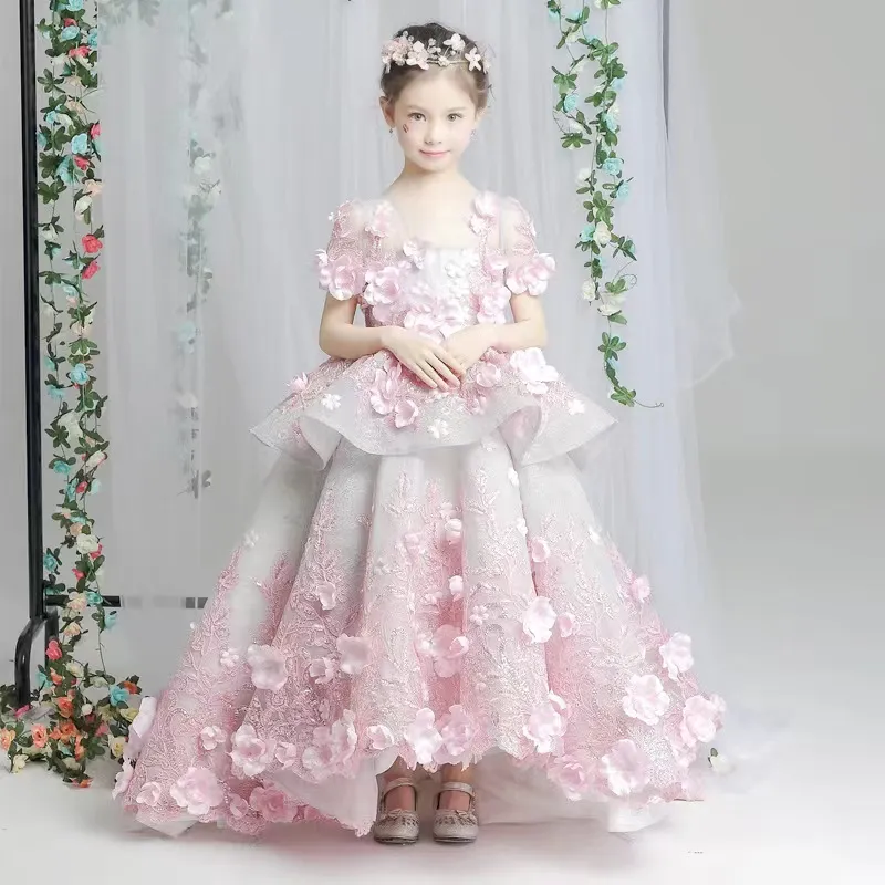 Wedding Dress Pink Flowers, Elegant Flower Girl Ball... From Babyonline,  $161.09 | DHgate.Com