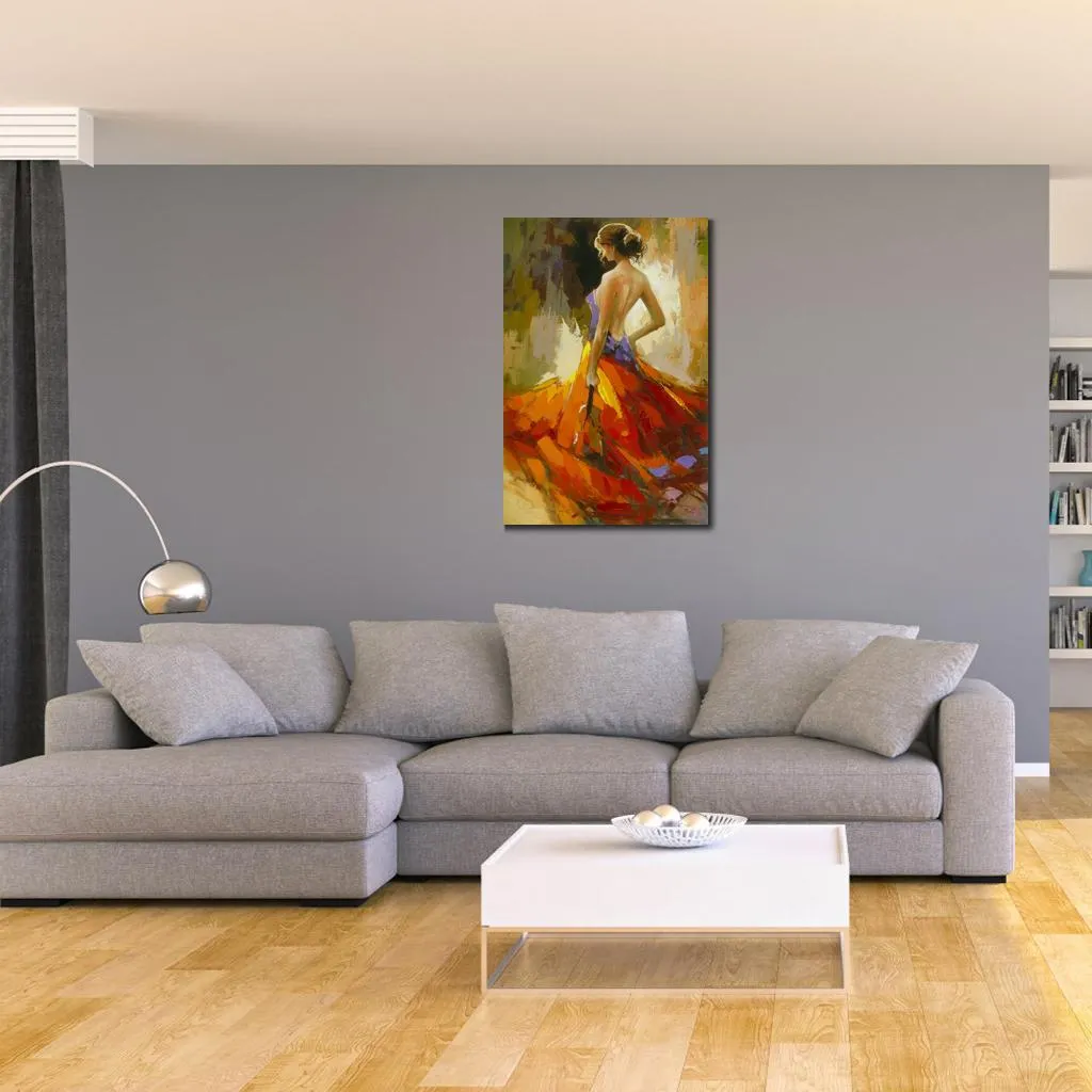 Premium Canvas Art Autunm Dipinti ad olio di danza spagnola Dipinti a mano Opera d'arte figurativa per ristoranti Patios