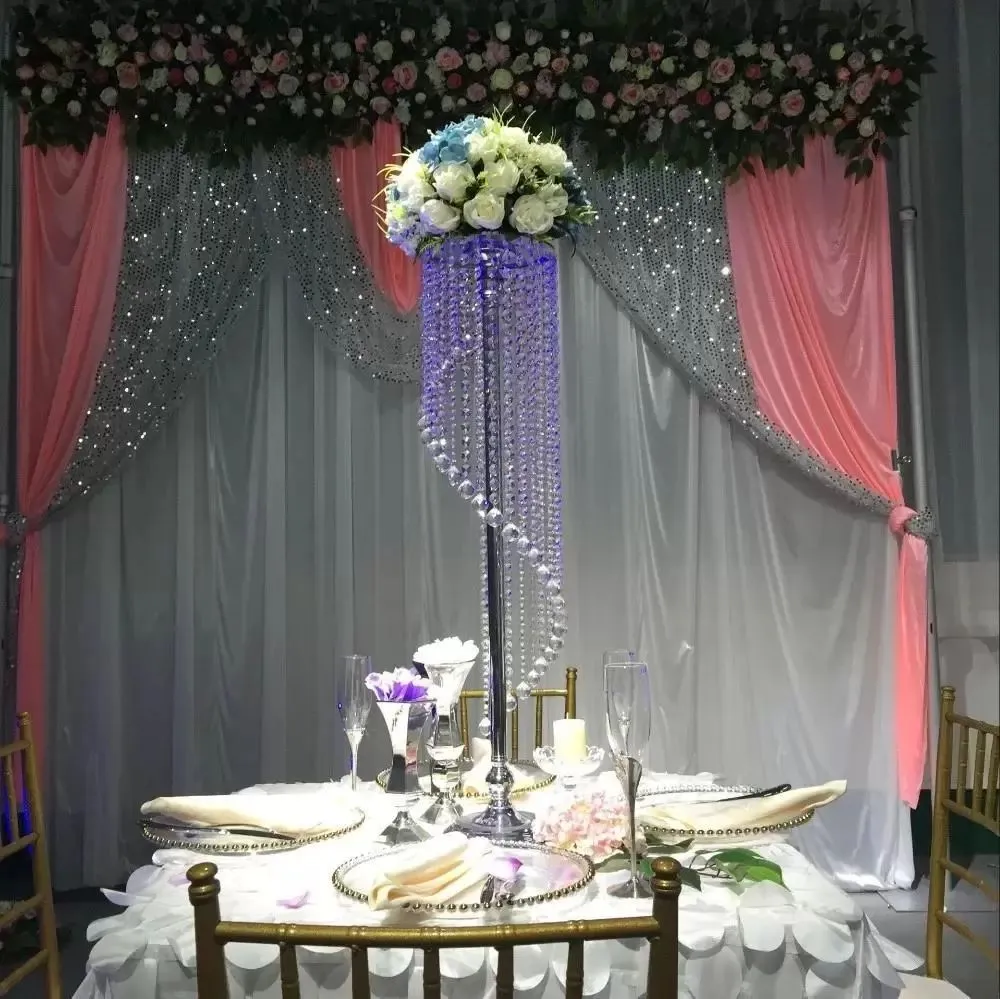 110CM Tall Wedding Decorations Acrylic Crystal Centerpiece Table Flower Stand Walkway Road Event Party T- Stand Decor FY3764