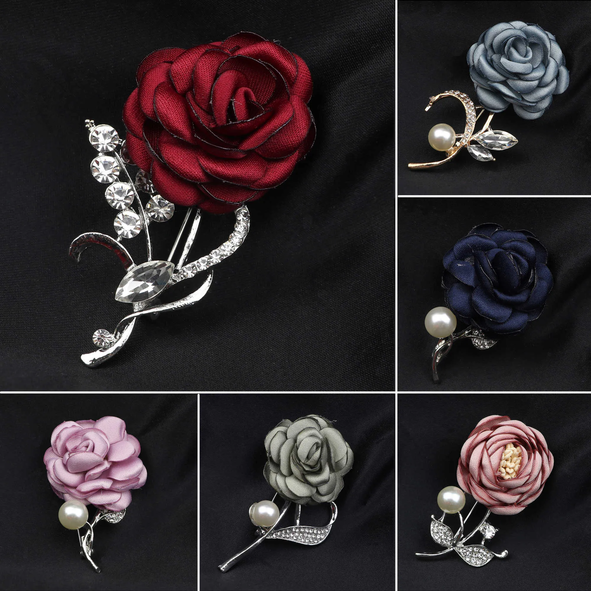 Alfinetes Broches Doce retro rosa vermelha azul rosa roxo flor casaco masculino beleza broche de casamento camisa acessórios presente G230529