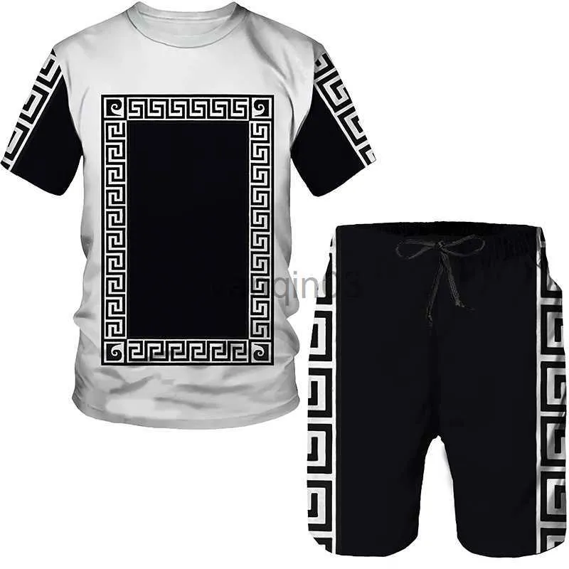 Men's T-Shirts 2023 Summer New Fashion Men's T-shirts/Shorts/Two Piece Sets Couple Outfits Casual Streetwear Clothes Hip Hop Men's Tracksuit J230602