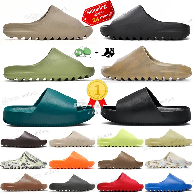 Sandálias de slides de designer para mulheres e homens Slide Slippers onyx puro ocre Bone Resin slider brilho verde deserto areia preto Ararat Linho borracha masculina Moda sapato grande tamanho 36-41