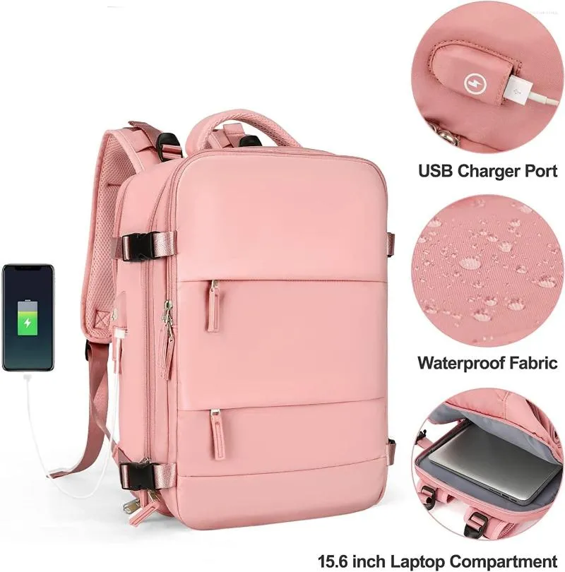 Schultaschen Damen Laptop Rucksack 15,6 Zoll Teenager Mädchen USB Aufladen Unabhängige Schuhtasche Reisen Outdoor