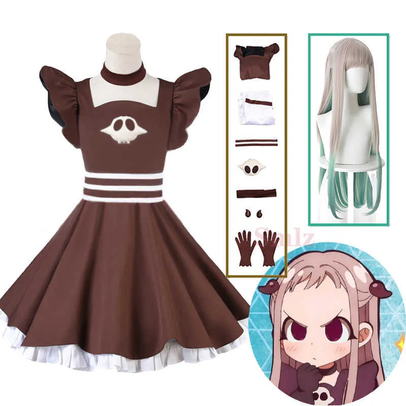 Anime Costumes Anime Jibaku Shounen Hanako Kun Cosplay Yashiro Nene Cosplay Come New Brown Dress Toalettbound Uniform för Girls Women Z0602