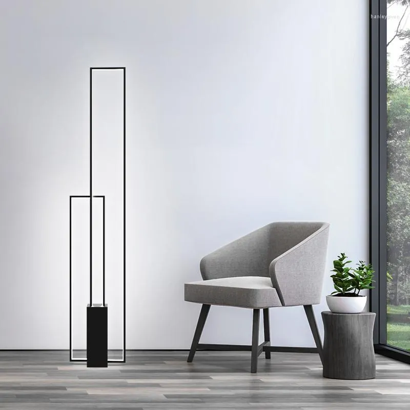 Golvlampor nordisk minimalism lampa enkel svart fotomkopplare ledljus sovrum dimbar inomhusbelysning dekoration