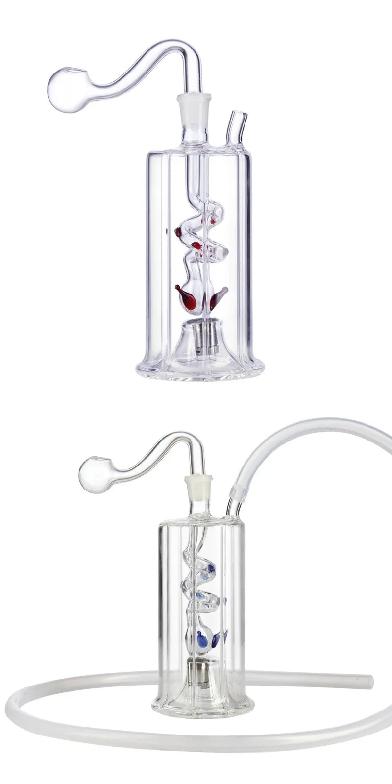 Red Striped Glass Pipe Cane Glass Hookah Glass Smoking Set main image 1