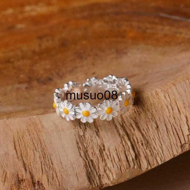 Band Ringen Vintage Daisy Bloem Ringen Voor Vrouwen Koreaanse Stijl Verstelbare Opening Vinger Ring Bruid Bruiloft Engagement Verklaring Sieraden Gif J2306