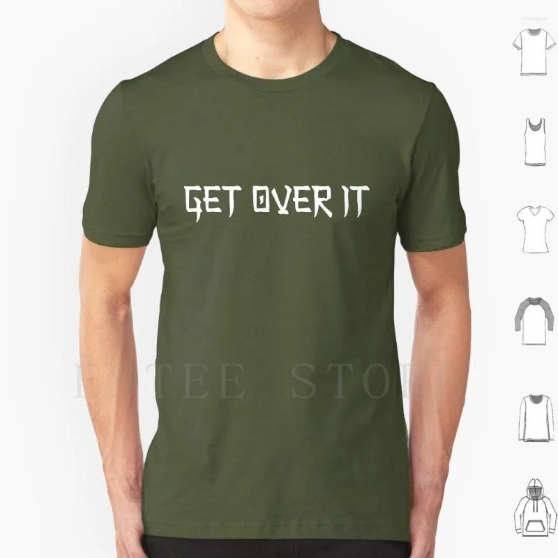 Herren-T-Shirts „Get Over It“ sarkastisch, trendiges Typografie-Shirt, Baumwolle, für Männer, DIY-Druck, Linientext, Gen Z, cooles Subzero