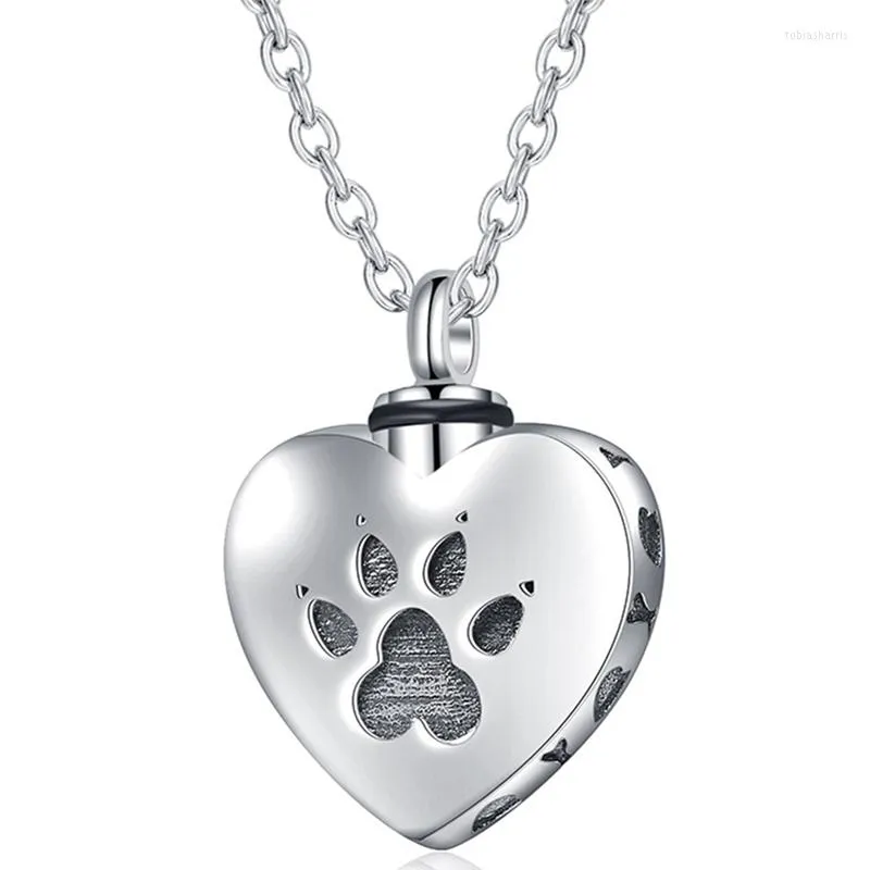 Pendentif Colliers Collier Souvenir Pour Animaux De Compagnie Or Chien Os Charme Imprimer Rond En Acier Inoxydable Memorial Urne Bijoux Pour Cendres De Crémation