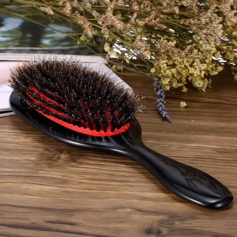 Peigne à palette antistatique ovale professionnel massage du cuir chevelu brosse à cheveux outil de coiffage brosse en nylon à poils de sanglier