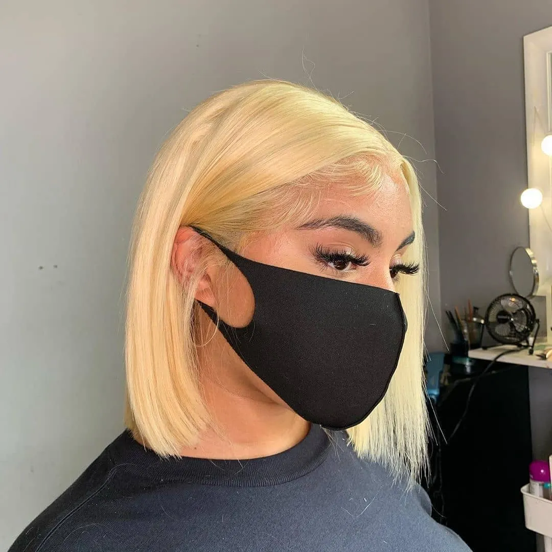 Short Cut Bob Lace Front Human Hair Wigs Honey Blonde 13x4 Lace Frontal Human Straight Peruansk