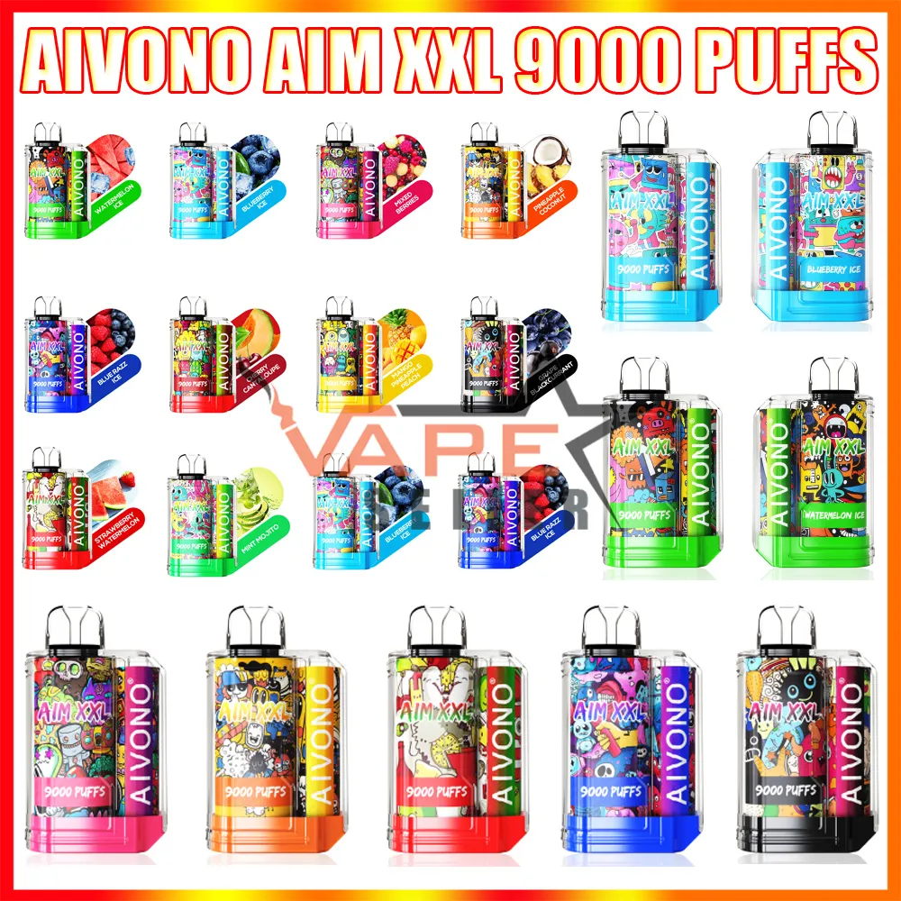 Original Elf Crystal Bar AIVONO AIM XXL 9000 Puffs Disposable Vape Pod E Cigarette With 19ml Pod 650mAh Battery BOU Tyson Vozol Orion Device