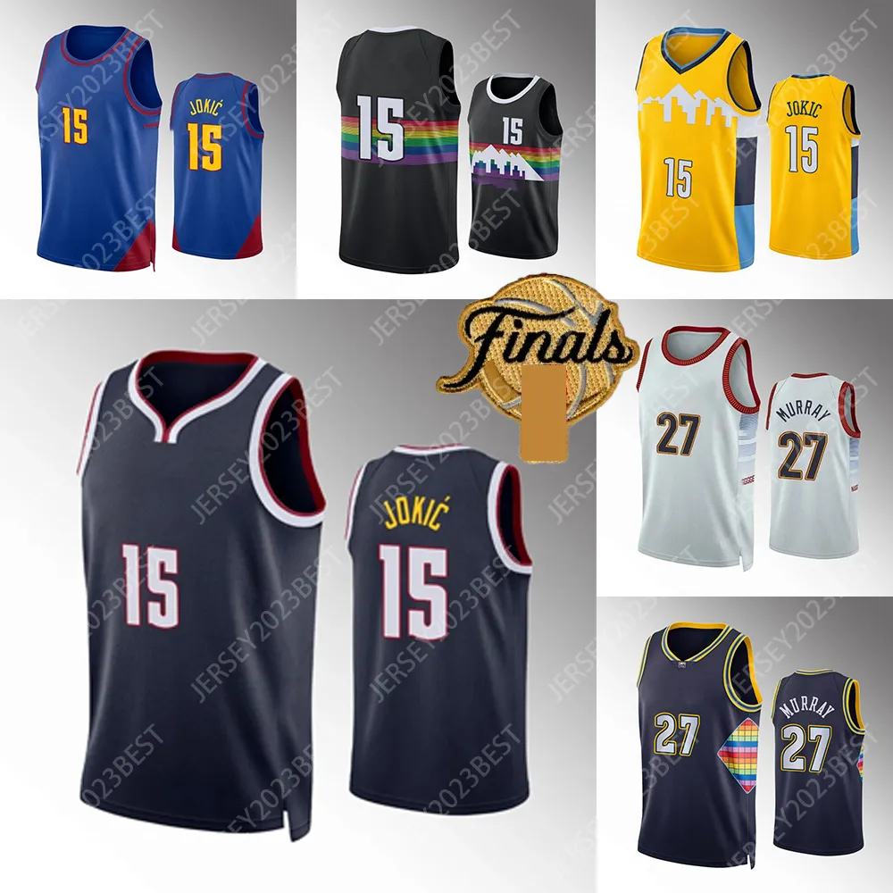 2023 Finals Jersey 15 Jokic Basketball Jerseys 27 Murray White Black