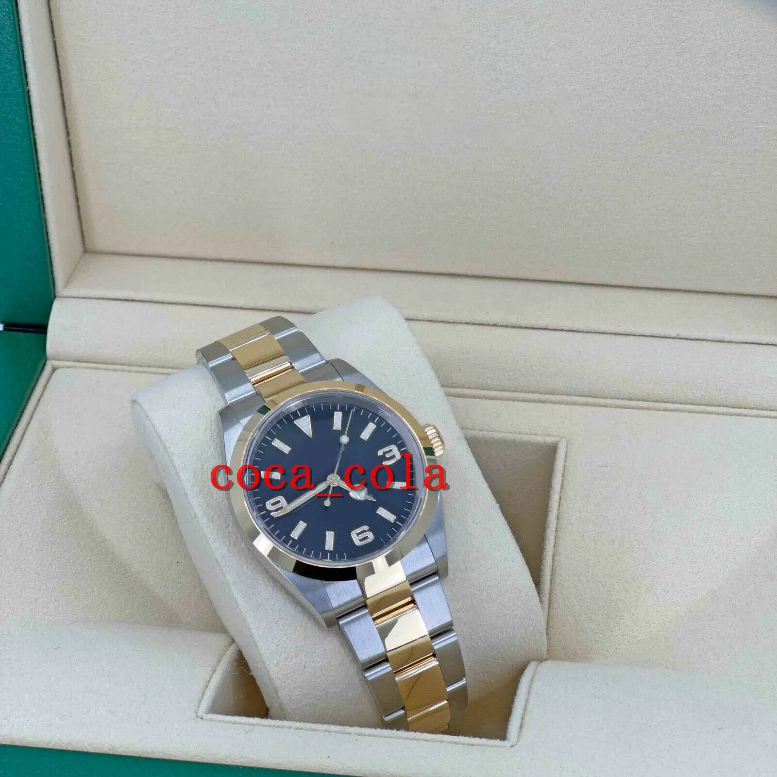 Nouveau bracelet de montre Montre-bracelet de luxe 36mm Réf # 124273 Mouvement bicolore 904l cal 2836 Bracelet automatique pour homme étanche Montres pour hommes