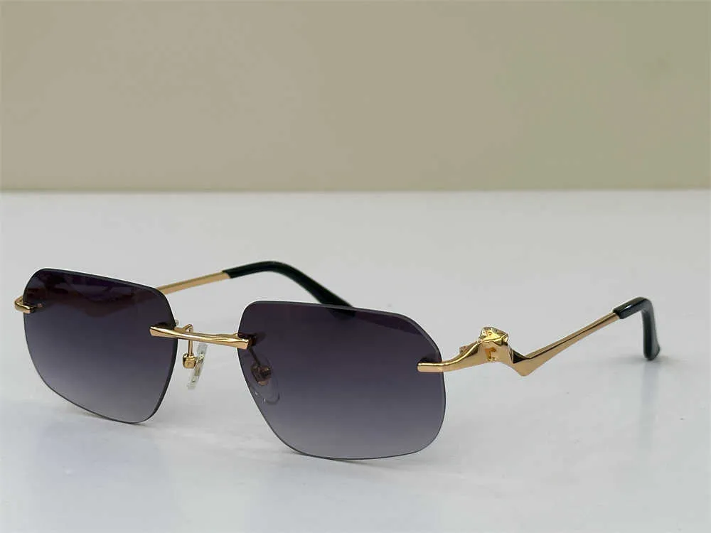 Luxury Irregular Frameless Gradient Sunglasses – Gold Alloy Frame, Oversized Transparent Rimless Sunglasses Luxury Brand Designer Large  main image 3