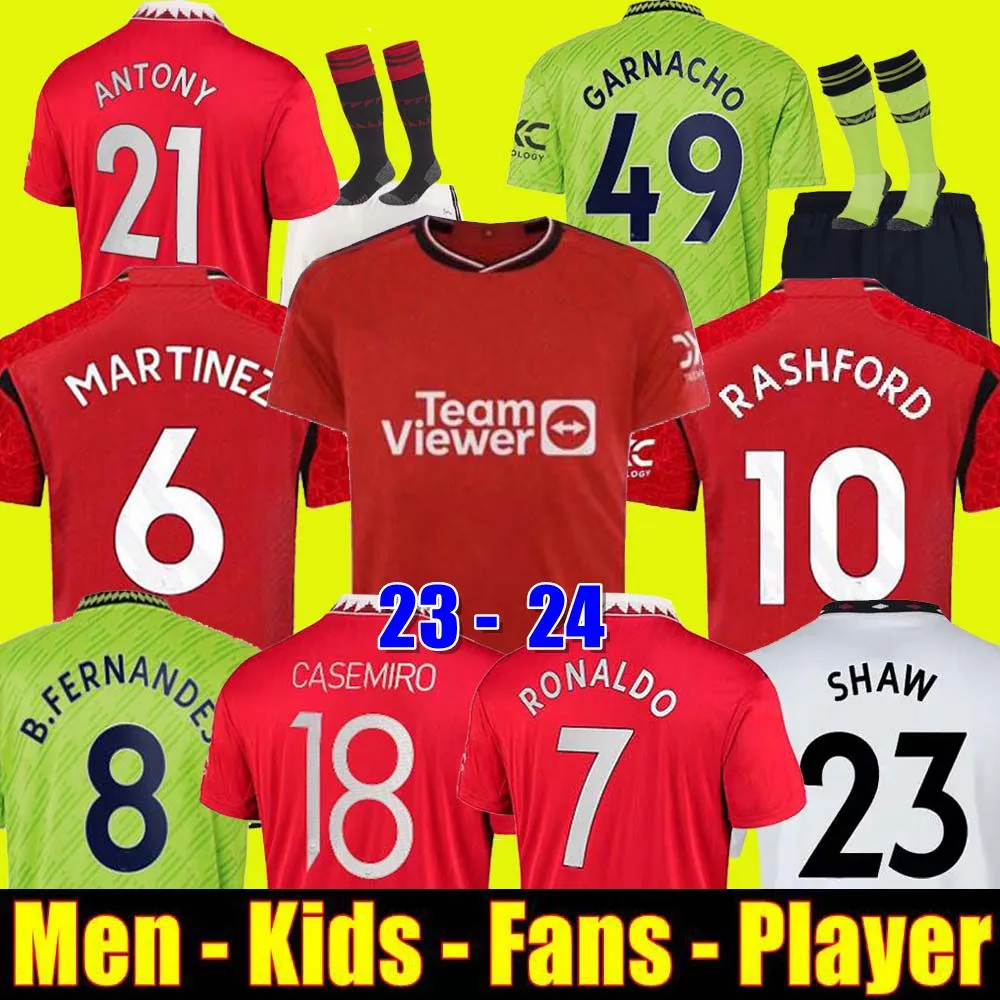 Fani gracz 22 23 24 Sancho piłka nożna Bruno Fernandes Rashford Football Shirt 2023 2024 MĘŻCZYZN KIT MARTIZ CASEMIRO ANTONY MANCHESTERS GARNACHO WEGHORST
