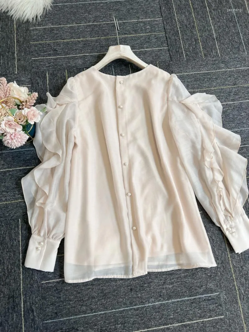 Bluzki kobiet Neploe Japońska gaza o szyi camisa feminina 2023 Spring Bow Knot Rękaw łagodne kobiety Temperament Pearl Buttons