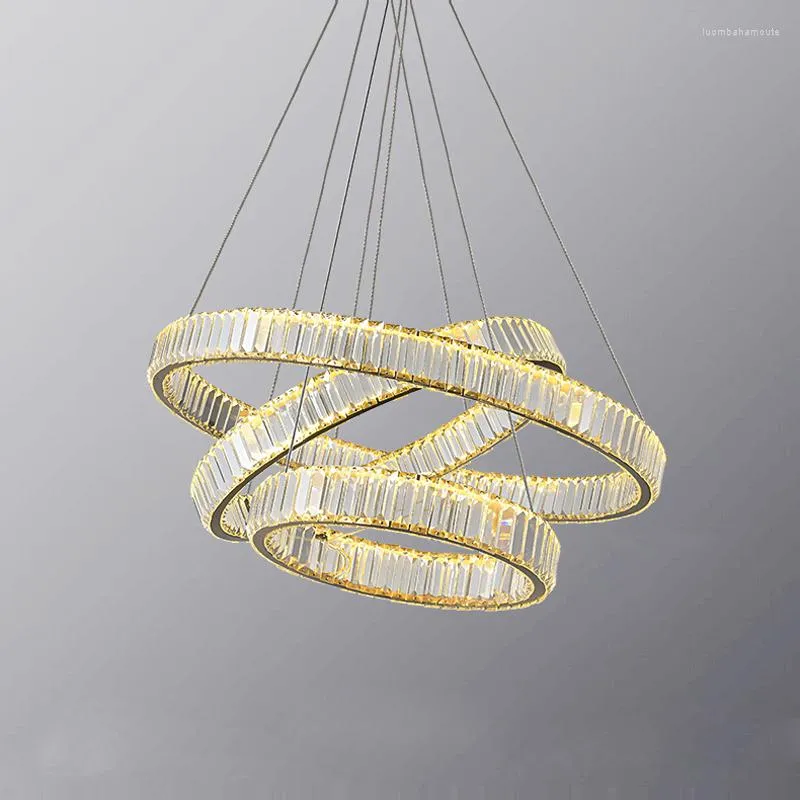 Lustres LED Postmoderne Argent Doré Cristal Designer Suspension Luminaire Lampen Lustre Éclairage Lustre Pour Salle À Manger