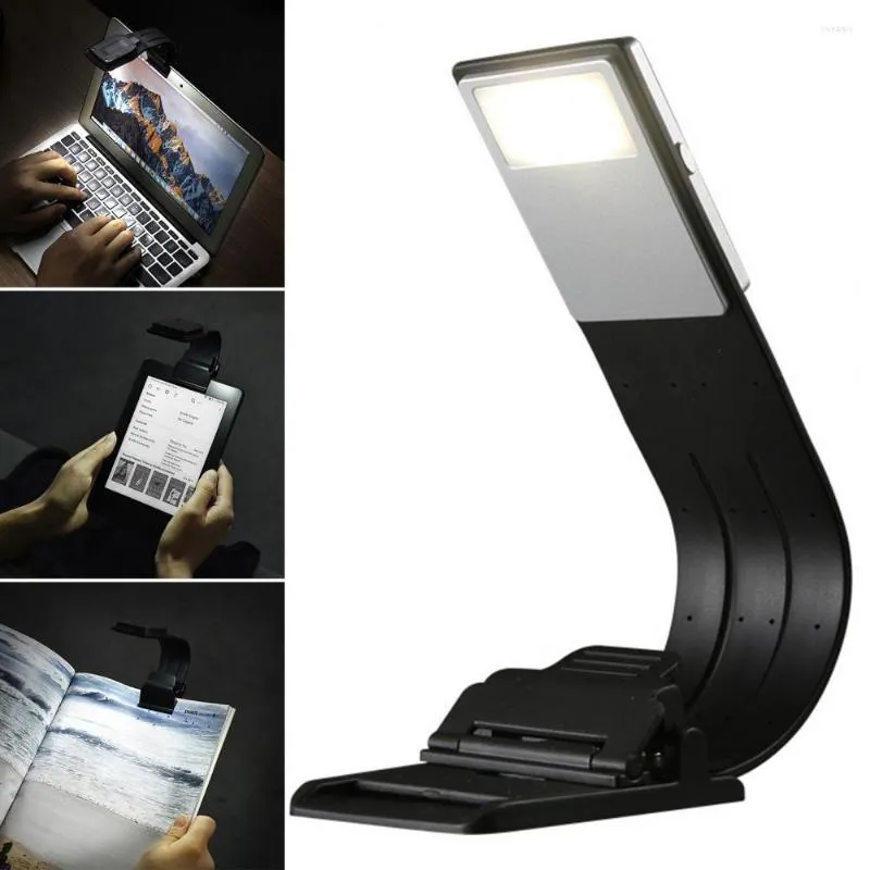 Abajures de mesa ABS Book Light 6000K Lâmpada de leitura recarregável Alta eficiência Visão confortável Mini clipe na mesa Acessório para casa