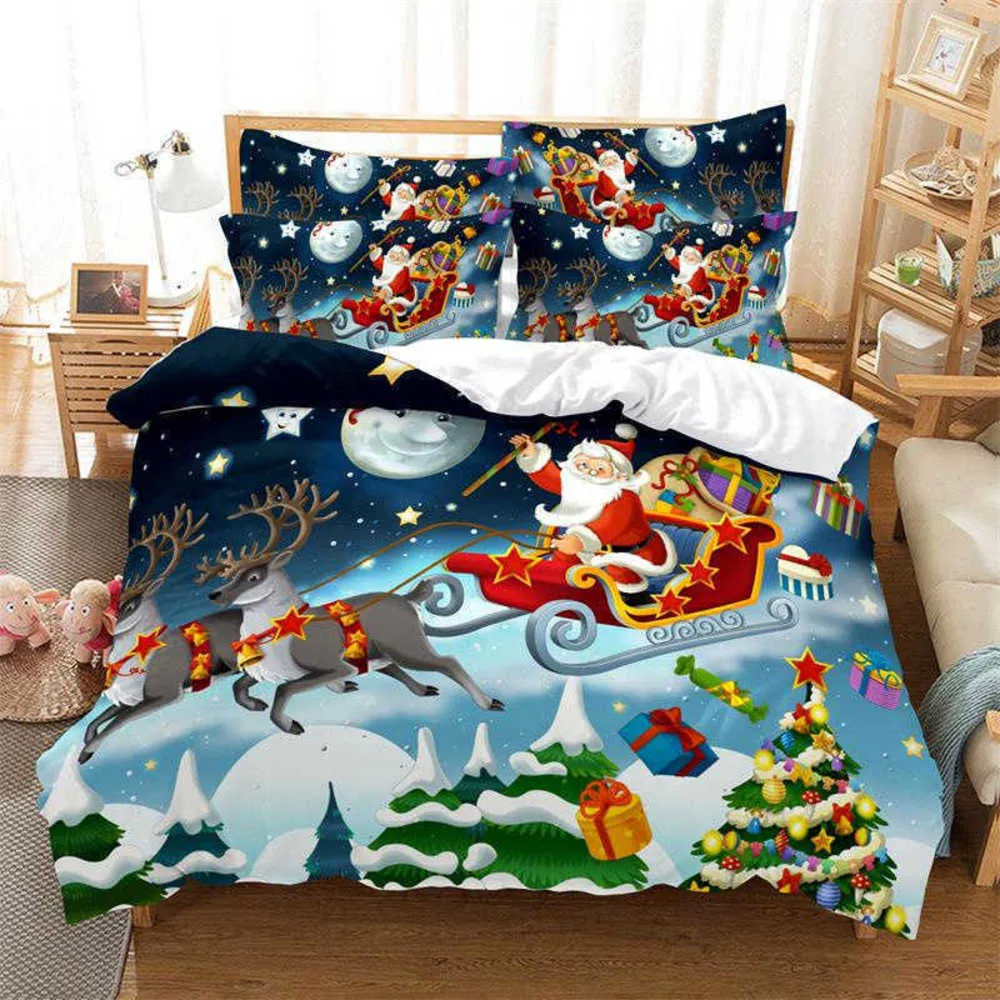 Bedding sets Christmas Day Set Duvet Cover Holiday Santa Claus King Quilt Decorative Children's Bedroom Hotel Bed L221025