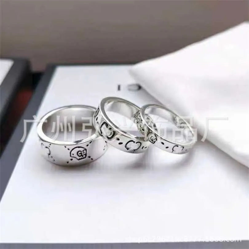 New 2023 designer jewelry bracelet necklace Sterling elf skull ghost couple RING 925 tide pair ring