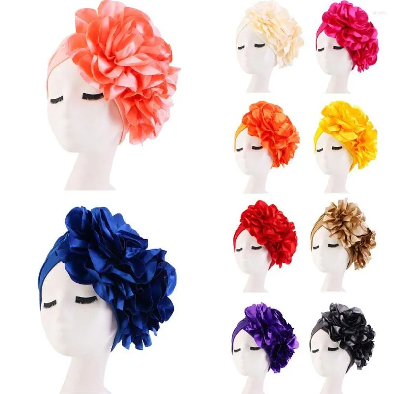 Etnische Kleding Vrouwen Bloemen Ruffle Tulband Caps Moslim Elastische Hoofddoek Bonnet Dames Haaraccessoires Cap Afrikaanse Headtie Wrap