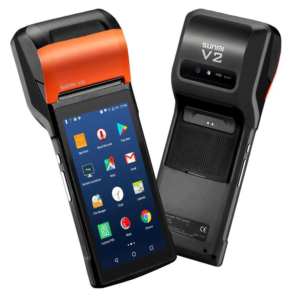 Printers Point Of Sale NFC Sunmi V2 Android Pos Handheld Systems 4G WIFI 1D/2D With Printer Terminal 58mm QR Code Scanner For Store