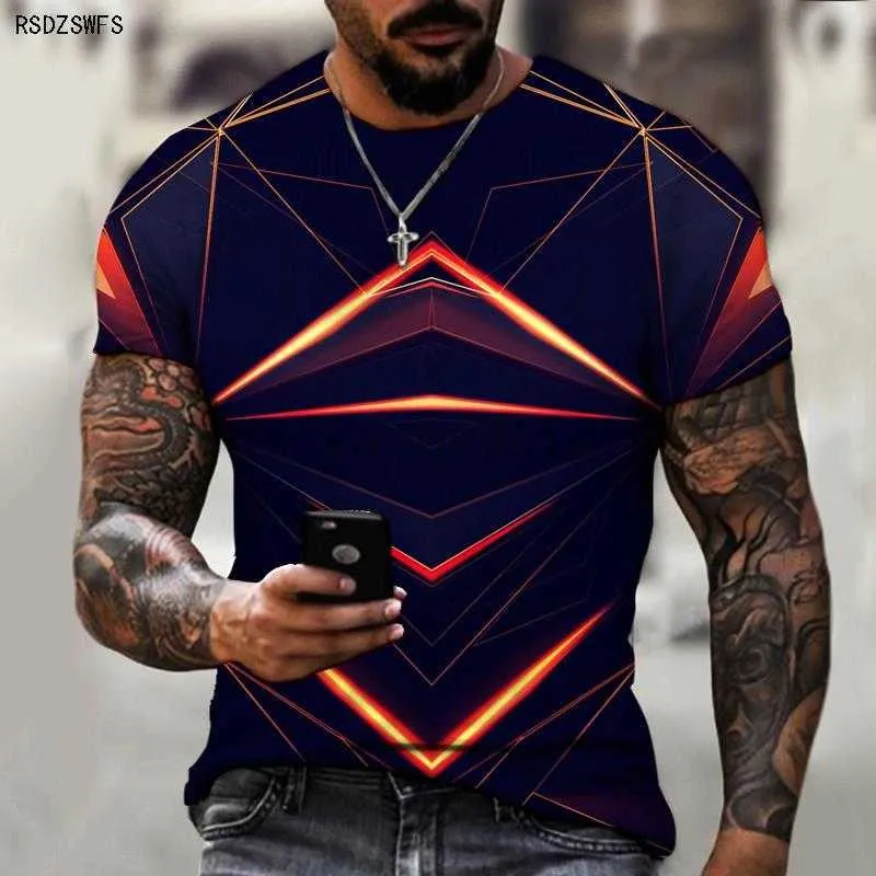 Men's T-Shirts Men's Shirts BloCKs Space Art 3D Printed Tops Round NeCK T-shirts Street Fashion CloTHing Oversize S-5XL J230602