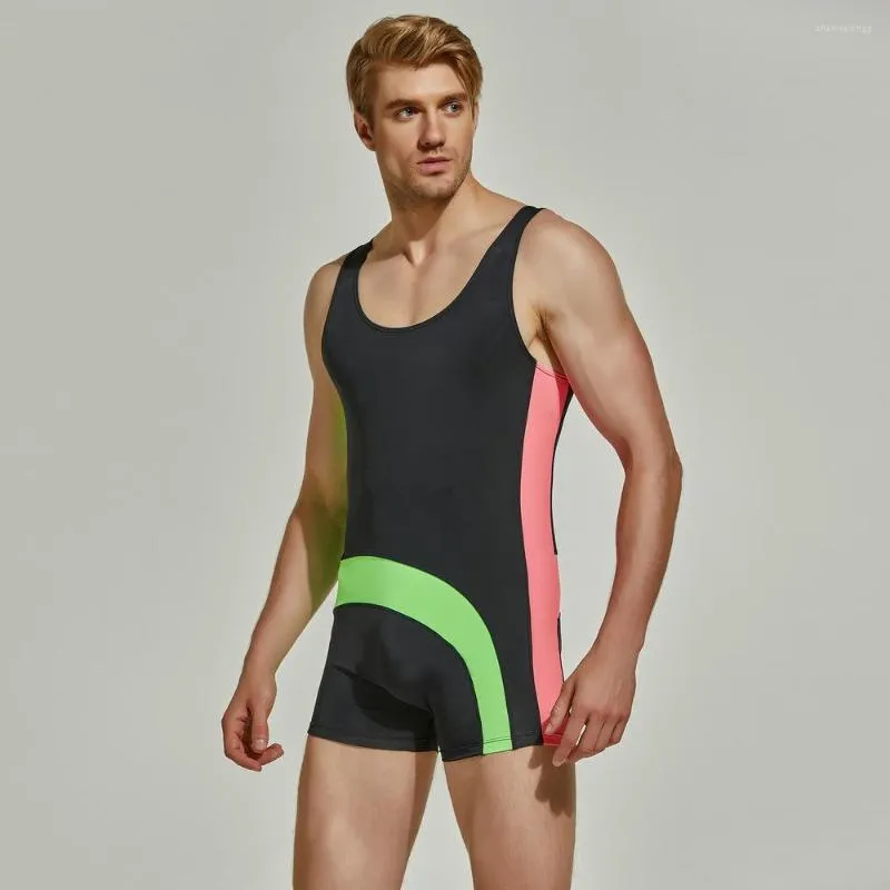 Costumi da bagno da uomo Body per sport all'aria aperta per ragazzi Costume da bagno intero per il tempo libero da uomo Fitness e collant elasticizzati sexy da uomo