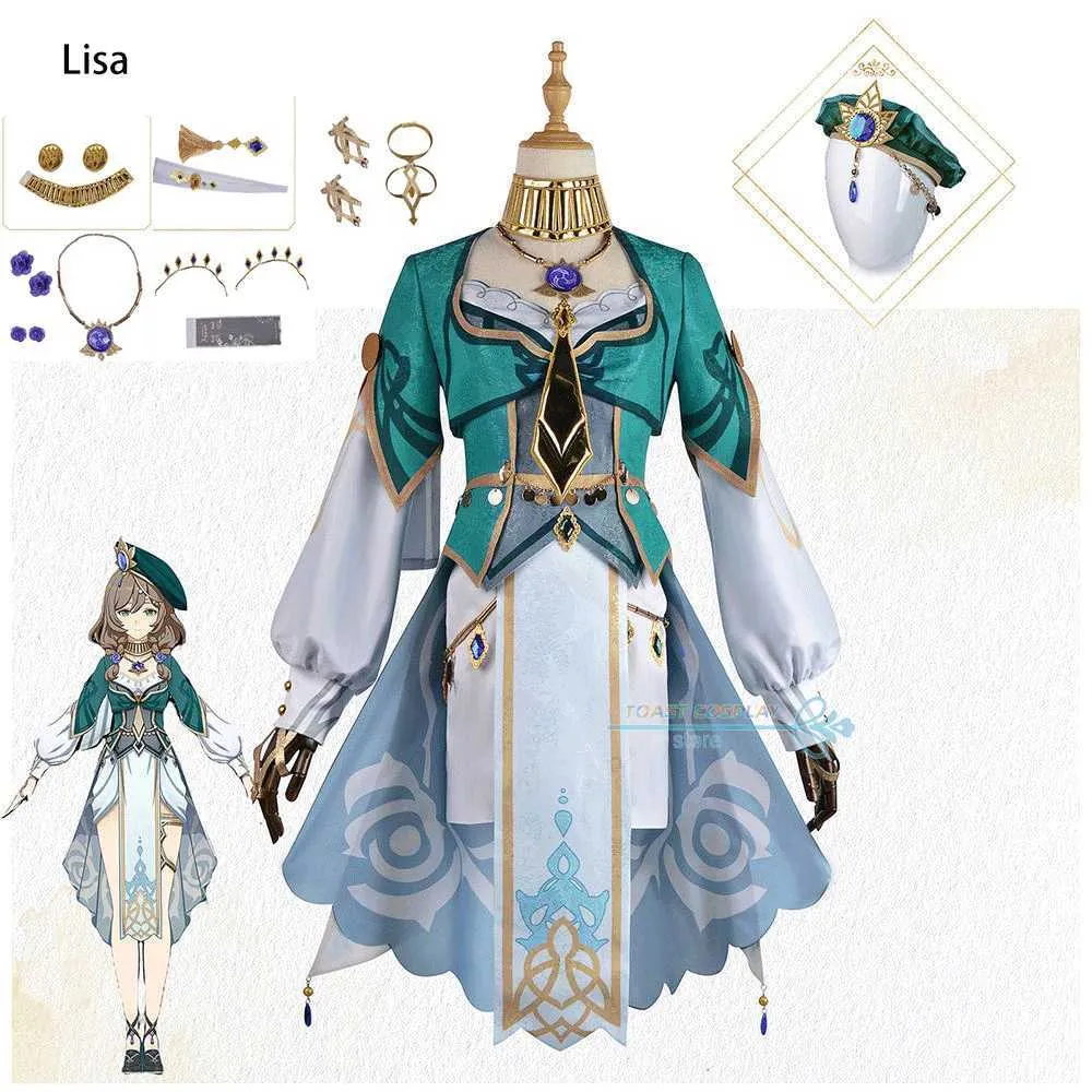 Anime kostymer nya Lisa Minci Cosplay Anime Genshin Impact Come Sobriquet under skugga Lisa Come Outfit Cosplay kommer Z0602