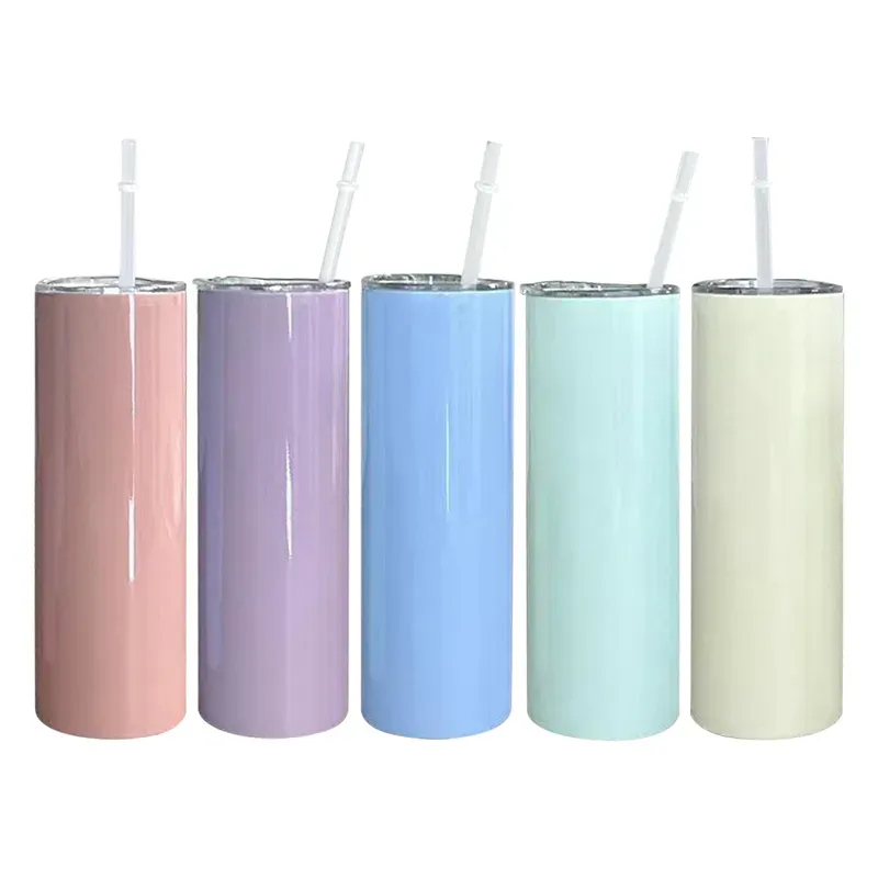 20oz Sublimation Colored Straight Tumbler Blank Macaroon Stainless Steel Tumbler DIY Straight Cups Travel Coffee Mug NEW Arrivals
