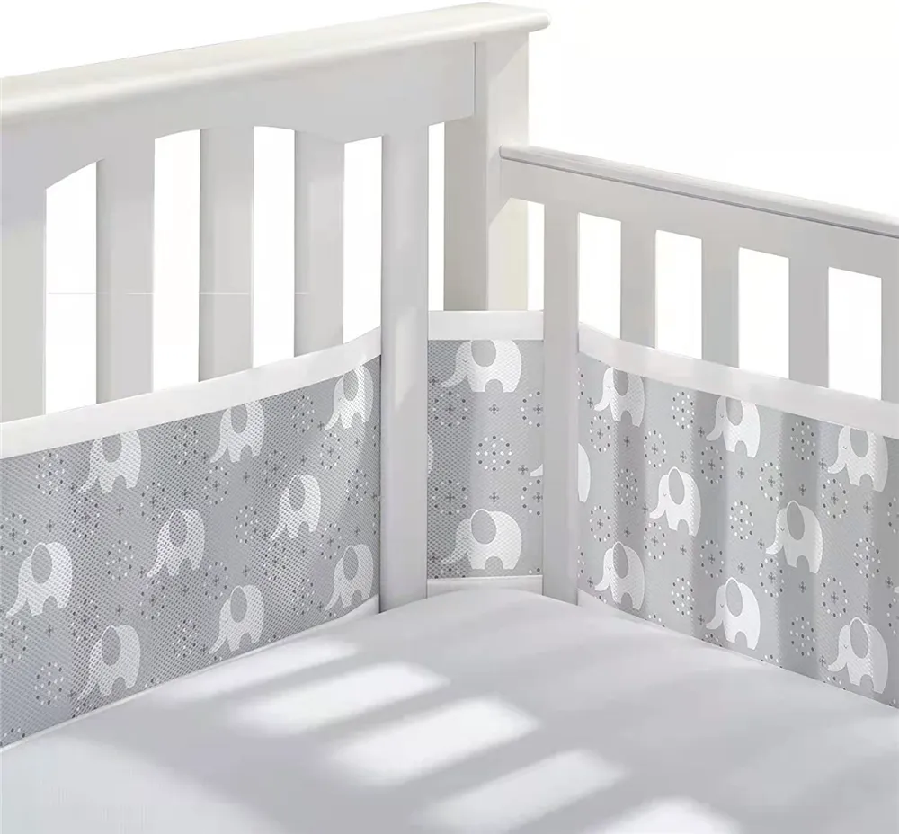 Bed Rails Protector Baby Nursery Breathable Bumper Onepiece Crib Around ...