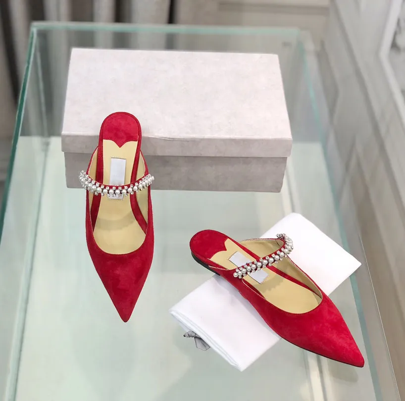 Designer lanserade en ny Pearl Crystal I Muller-skor, klassiska modedesignskor, tolkning av Elegant Charm, Multi-Color Choice Designer presentförpackning