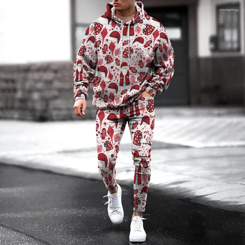 Men's Tracksuits 2023 Men's Hoodie Sweatshirt Sweatpants Set Autumn And Winter Sports Suit Pullover Christmas